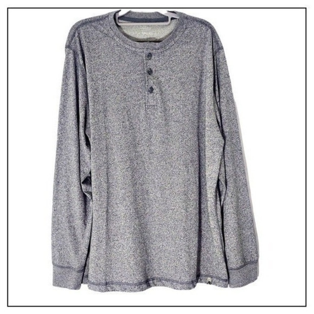 Ocean Coast Shirt Men L Gray Coastal‎ Henley Relaxed Layering Weekend Essential